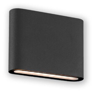 LED CCT Aluminium Up/Down Wall Light, 2 x 6w, IP54, Black Finish